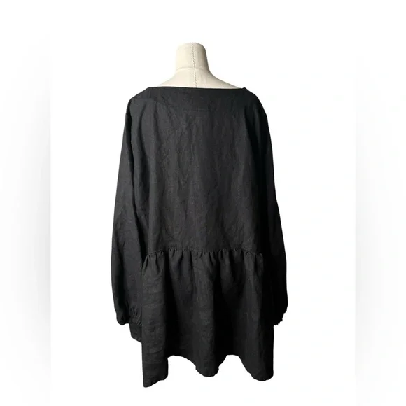 HEART DESIRE  Robin 100% Linen  Black Long Sleeve Blouse in XL - Picture 9 of 9